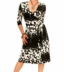 Black and White Patterned Wrap Dress