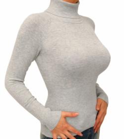 Light Grey Polo Neck Clingy Jumper