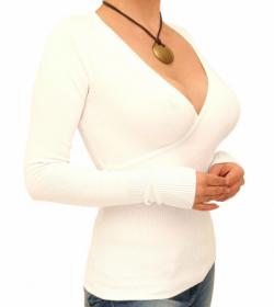 Ivory V Neck Clingy Jumper