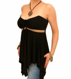 Black Strappy Tunic Top