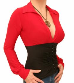 Red and Black Corset Style Stretchy Top
