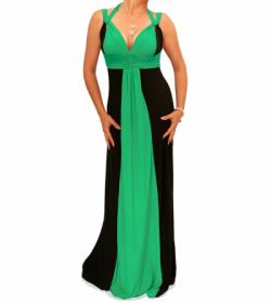 Jade and Black Long Evening Dress