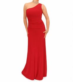 Red One Shoulder Long Evening Dress