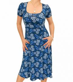 Blue Floral Print Tea Dress