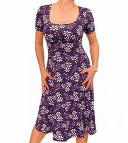 Purple Floral Print Tea Dress