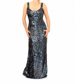 Midnight Blue Full Length Sequin Dress