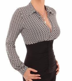 Black and White Spot Printed Corset Top