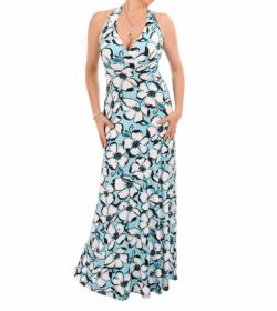 Blue and White Floral Maxi Dress