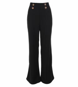 Black High Waisted Wide Leg Stretchy Trousers