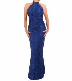 Royal Blue Lace Choker Maxi Dress - Tall