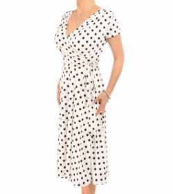 Ivory and Black Polka Dot Fit and Flare Dress