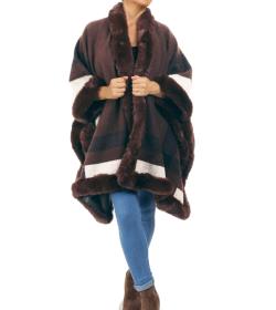 Chocolate Brown Faux Fur Trim Cape