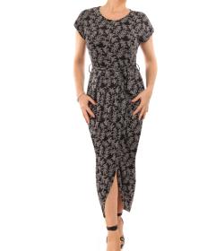 Black and White Ditsy Print Midi Dress