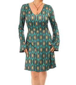 Green Retro Print Tunic Top or Mini Dress