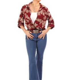 Burgundy Embroidered Long Sleeve Shirt