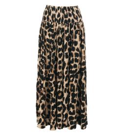 Animal Print Shirred Waist Palazzo Pants
