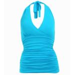 Turquoise Figure Hugging Halter Neck Top