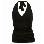 Black Figure Hugging Halter Neck Top