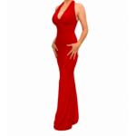 Red Full Length Evening Dress