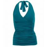 Teal Figure Hugging Halter Neck Top