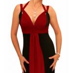 Red and Black Long Evening Dress