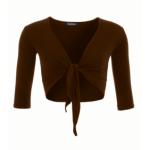 Brown Three Quarter Sleeve Shrug