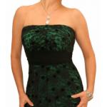 Green and Black Lace Strapless Dress