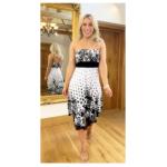 White and Black Lace Strapless Dress