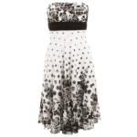 White and Black Lace Strapless Dress