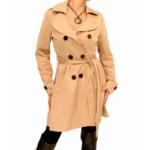 Beige Three Quarter Length Mac Coat