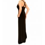 Black Diamante Strap Long Evening Dress