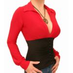 Red and Black Corset Style Stretchy Top