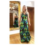Blue and Turquoise Halter Maxi Dress