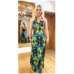Blue and Turquoise Halter Maxi Dress