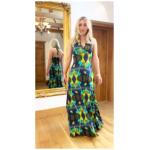 Blue and Turquoise Halter Maxi Dress