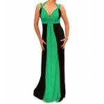 Jade and Black Long Evening Dress