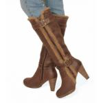 Brown Fur Trim Leather Boots