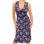 Purple Floral Print Sleeveless Wrap Dress