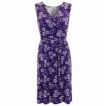 Purple Floral Print Sleeveless Wrap Dress