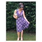 Purple Floral Print Sleeveless Wrap Dress