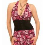 Pink Print Corset Style Halter Dress