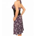 Purple Print Corset Style Halter Dress