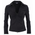 Black Zip Up Fitted Stretchy Shirt