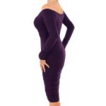 Purple off the Shoulder Ruched Dress