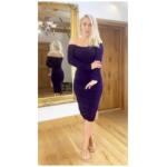 Purple off the Shoulder Ruched Dress