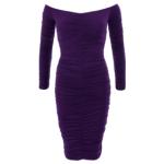 Purple off the Shoulder Ruched Dress