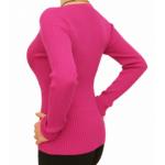 Magenta Ribbed Scoop Neck Jumper