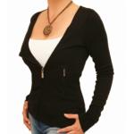 Black Biker Style Zip Up Cardigan