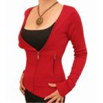 Red Biker Style Zip Up Cardigan