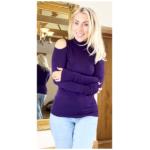Purple Cold Shoulder Polo Neck Jumper